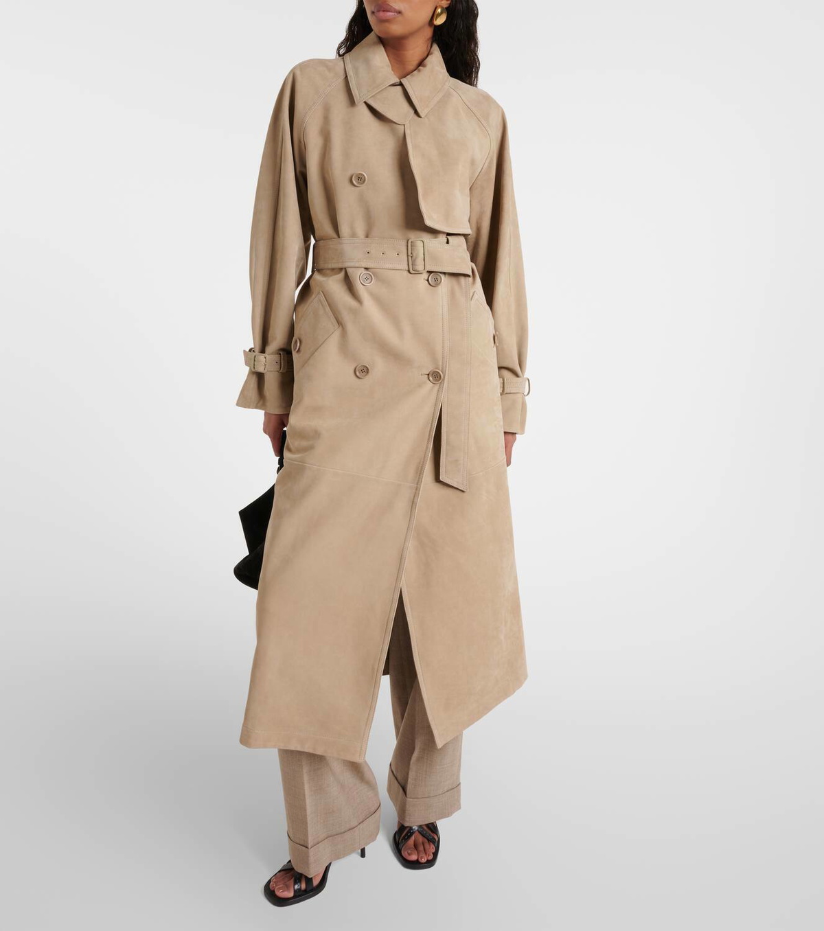 Max Mara Quinto oversized suede trench coat Max Mara