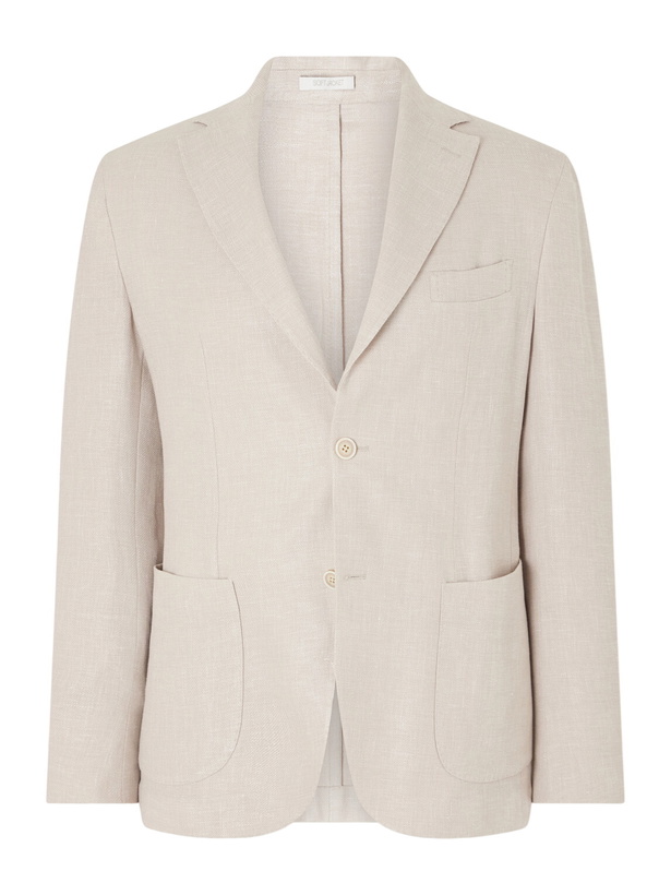 Photo: Eleventy - Stretch Linen, Wool and Silk-Blend Suit Jacket - Neutrals