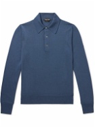 TOM FORD - Slim-Fit Cashmere and Silk-Blend Polo Shirt - Blue