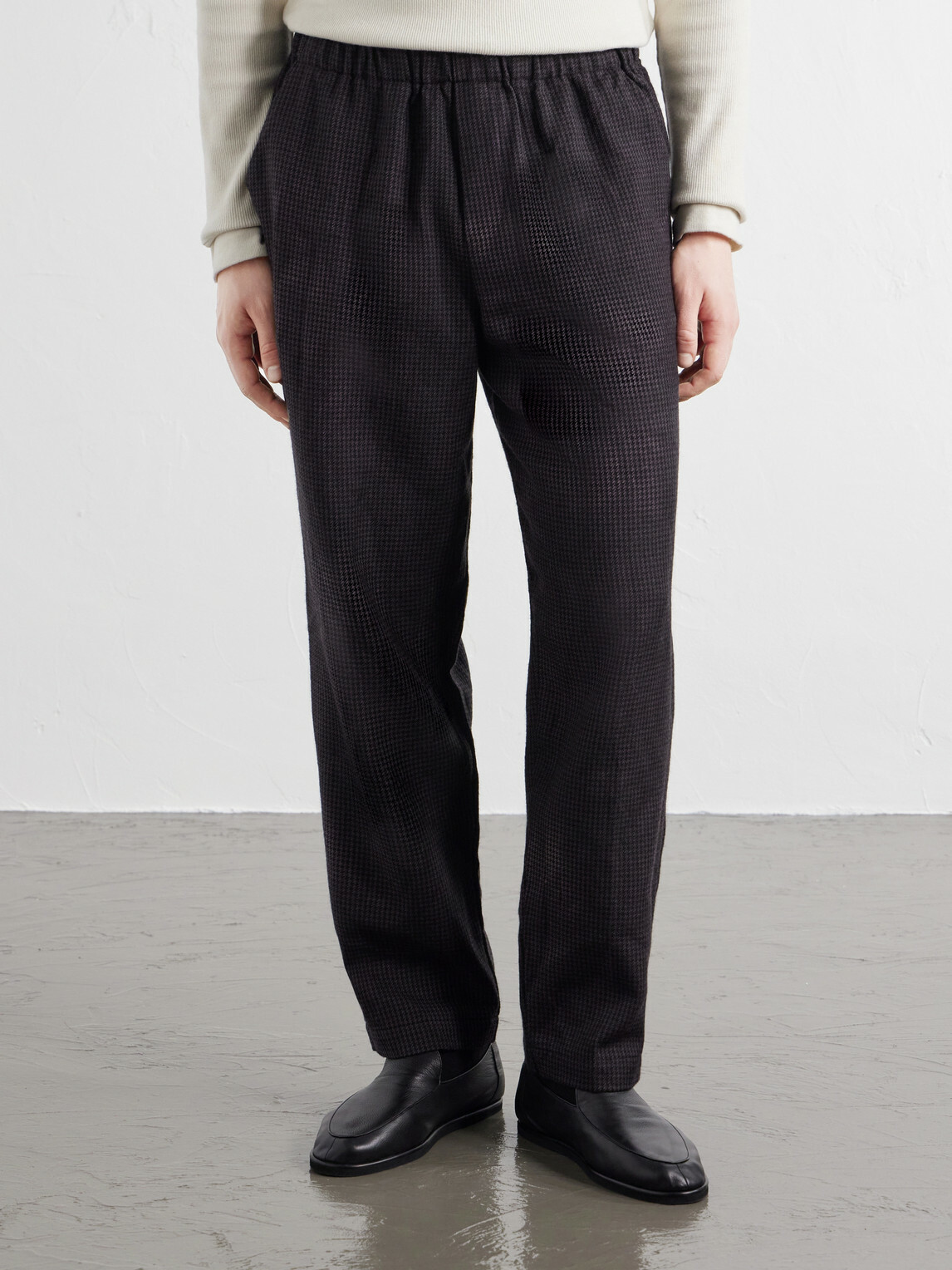Barena - Straight-Leg Garment-Dyed Houndstooth Wool Trousers - Black