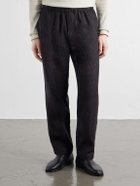 Barena - Straight-Leg Garment-Dyed Houndstooth Wool Trousers - Black