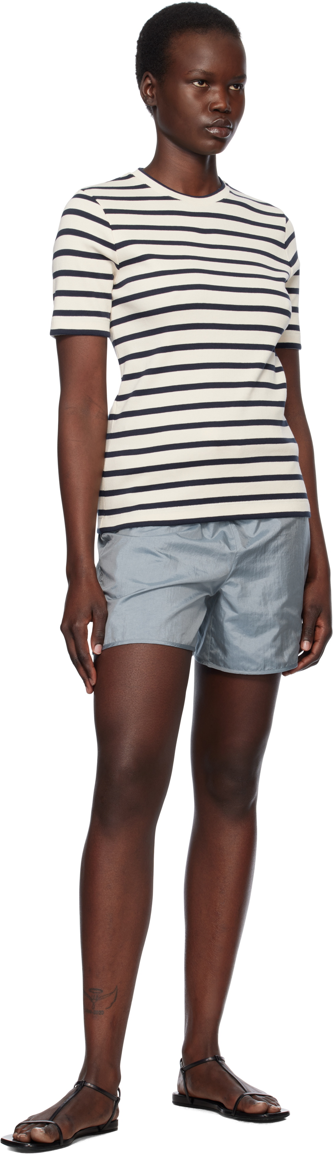 Jil Sander Off-White & Navy Crewneck T-shirt