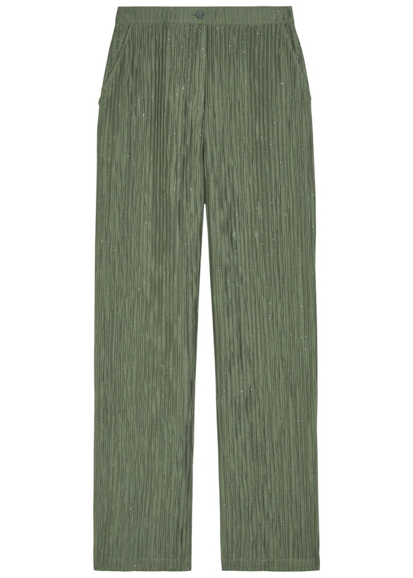 Photo: Emporio Armani Crinkled Straight-leg Trousers Olive