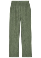 Emporio Armani Crinkled Straight-leg Trousers Olive