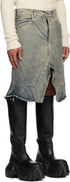 Rick Owens Blue Concordians Slivered Denim Midi Skirt