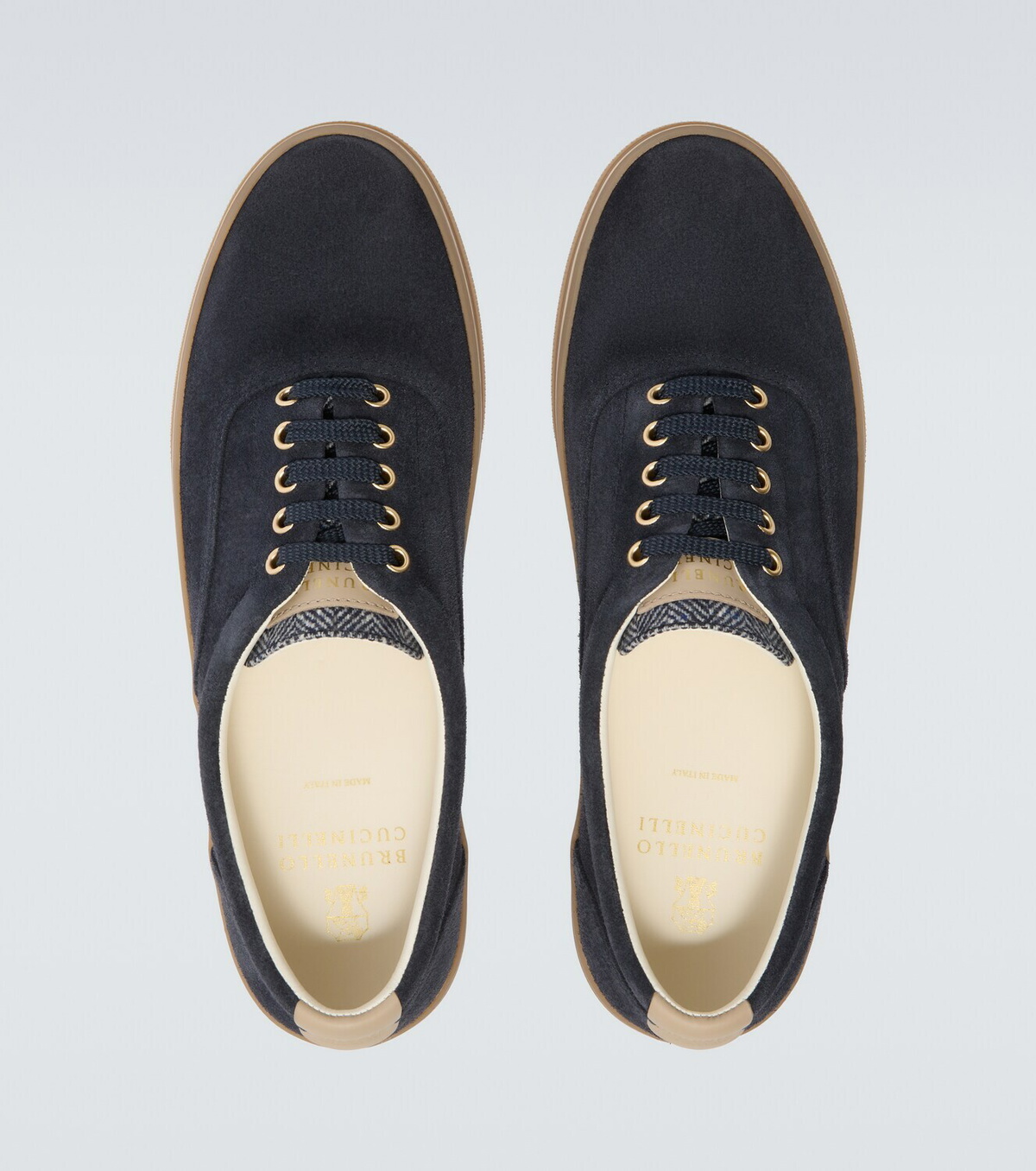 Brunello Cucinelli Leather-trimmed suede sneakers