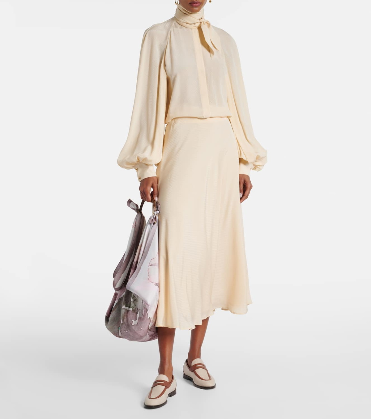 Loro Piana Valmy tie-neck silk blouse