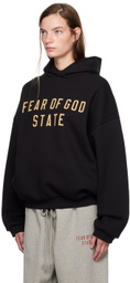 Fear of God ESSENTIALS Black Printed Logo Hoodie