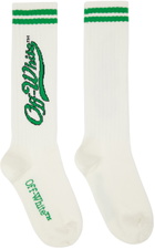 Off-White White & Green Logo Socks