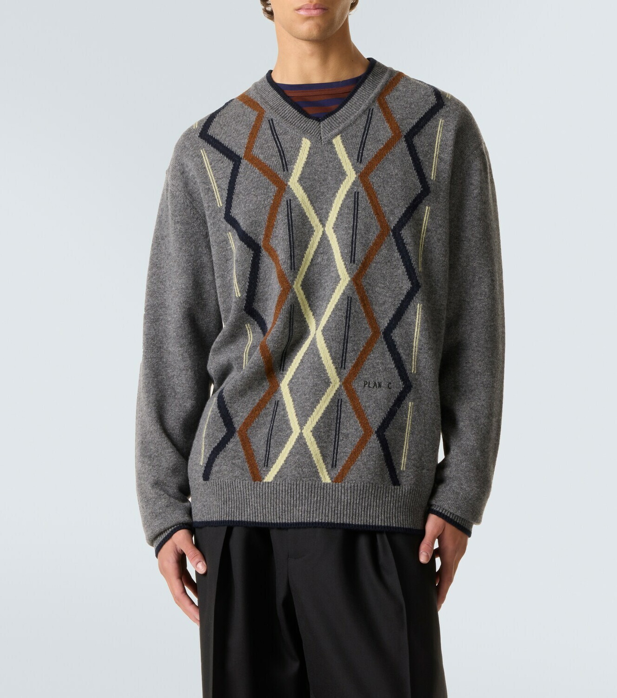 Plan C Intarsia wool and cashmere sweater