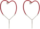 Y/Project Red & Silver Mini Y Heart Earrings