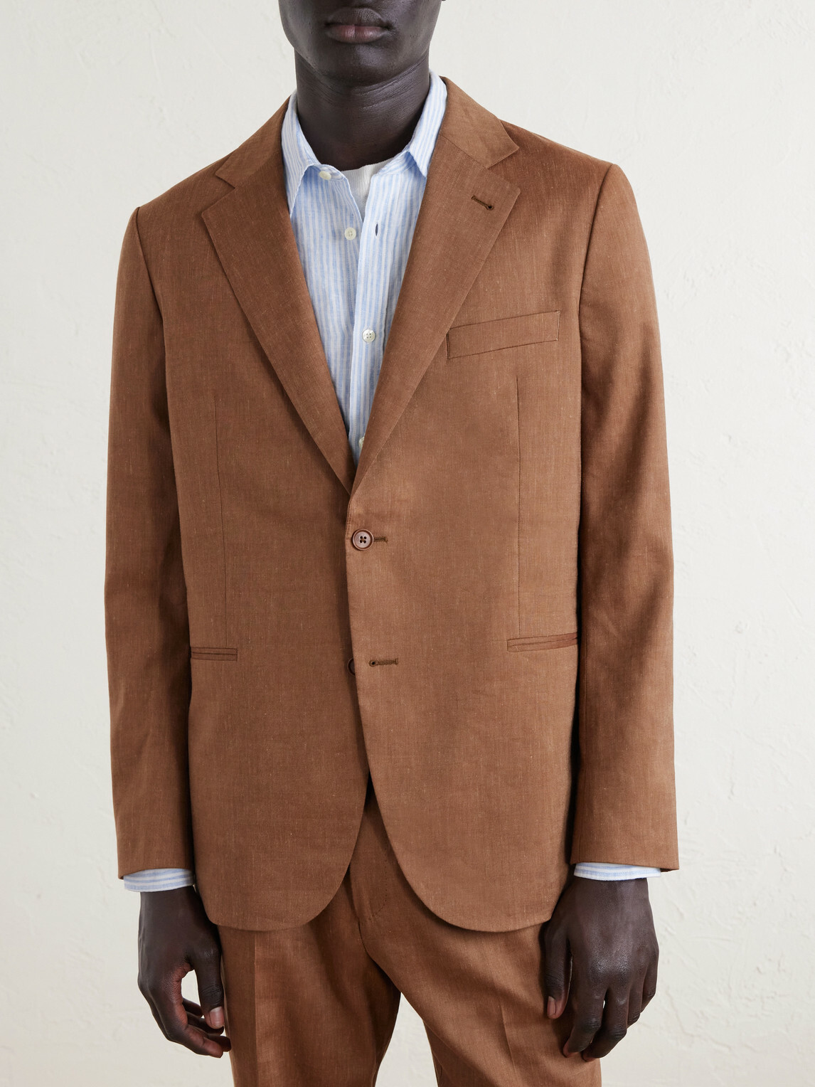 Frescobol Carioca - Paulo Linen and Virgin Wool-Blend Suit Jacket - Brown