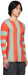 SUNNEI Blue & Orange Pleated Stripe T-Shirt