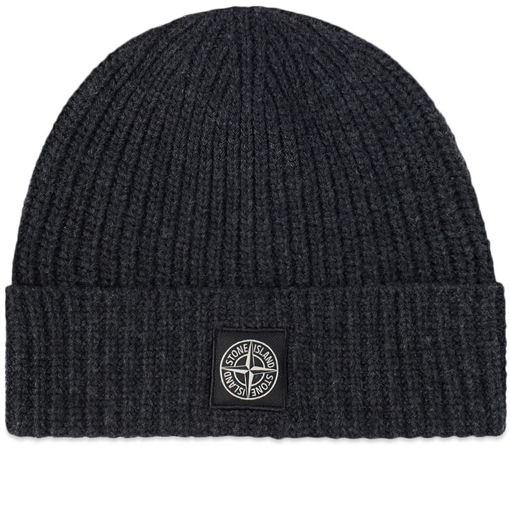 Photo: Stone Island Men's Wool Patch Beanie Hat in Charcoal