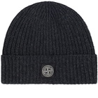 Stone Island Men's Wool Patch Beanie Hat in Charcoal