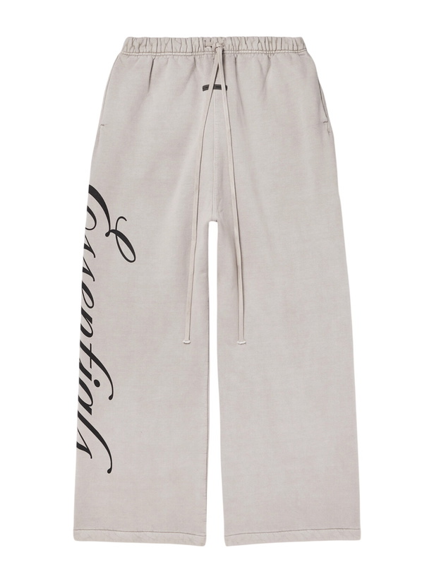 Photo: FEAR OF GOD ESSENTIALS - Logo-Print Cotton-Jersey Sweatpants - Gray