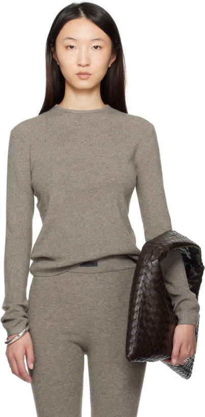 Photo: Fear of God ESSENTIALS Brown Soft Rib Long Sleeve T-shirt
