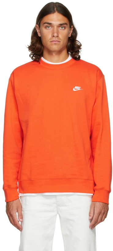 Photo: Nike Orange Fleece Sportswear Club Sweatshirt