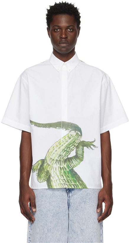 Photo: MSGM White Crocodile Print Shirt
