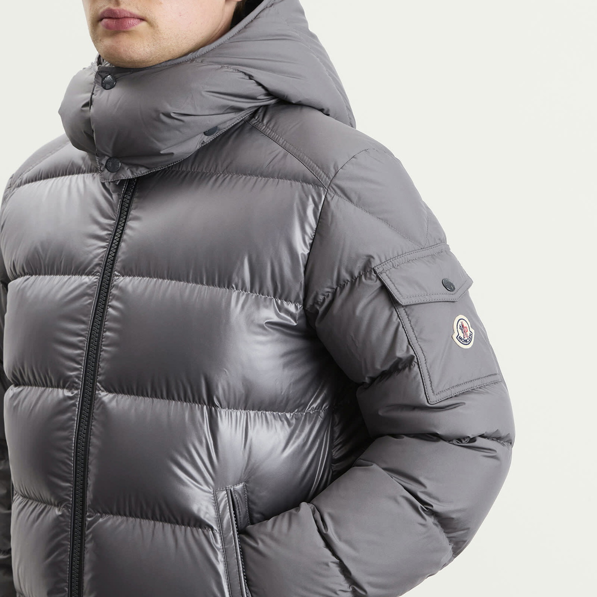 Moncler Men's Maya Mixed Materials Padded Jacket in Grey