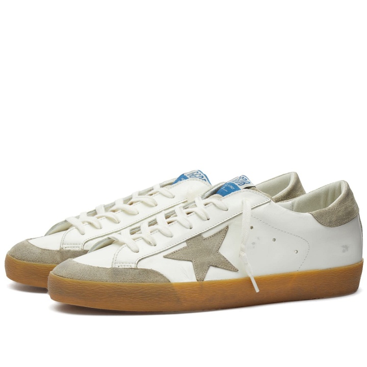 Photo: Golden Goose Men's Super-Star Leather Sneakers in Milky/Taupe