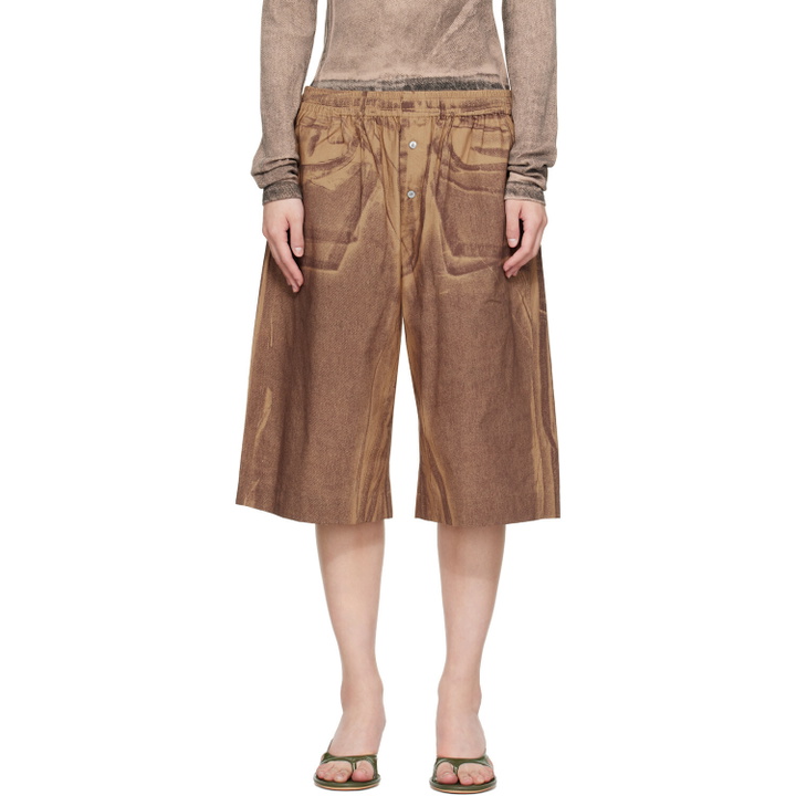 Photo: Acne Studios Tan Printed Shorts