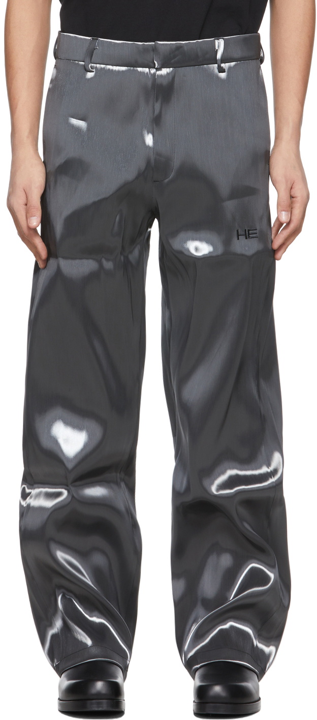 HELIOT EMIL Grey Liquid Metal Trousers