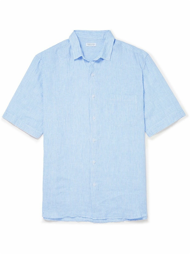 Photo: Sunspel - Striped Linen Shirt - Blue