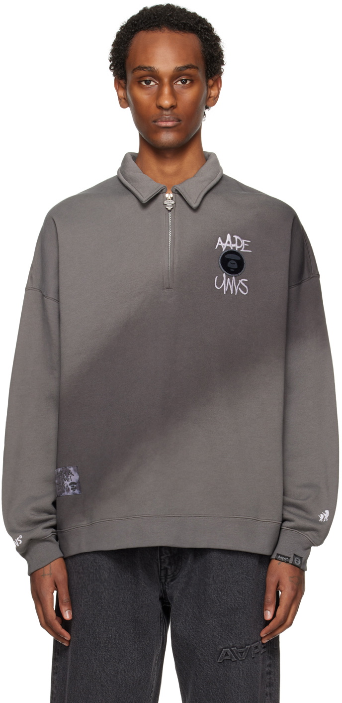 AAPE by A Bathing Ape Gray Moonface Sweater AAPE by A Bathing Ape