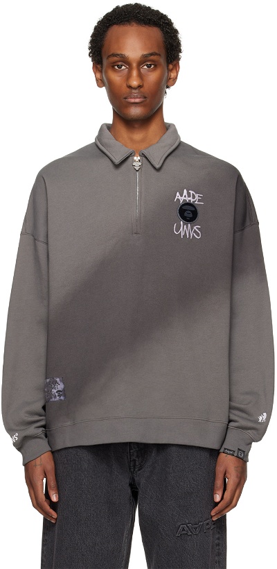 Photo: AAPE by A Bathing Ape Gray Moonface Sweater