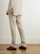 Boglioli - Slim-Fit Straight-Leg Garment-Dyed Linen Suit Trousers - Neutrals