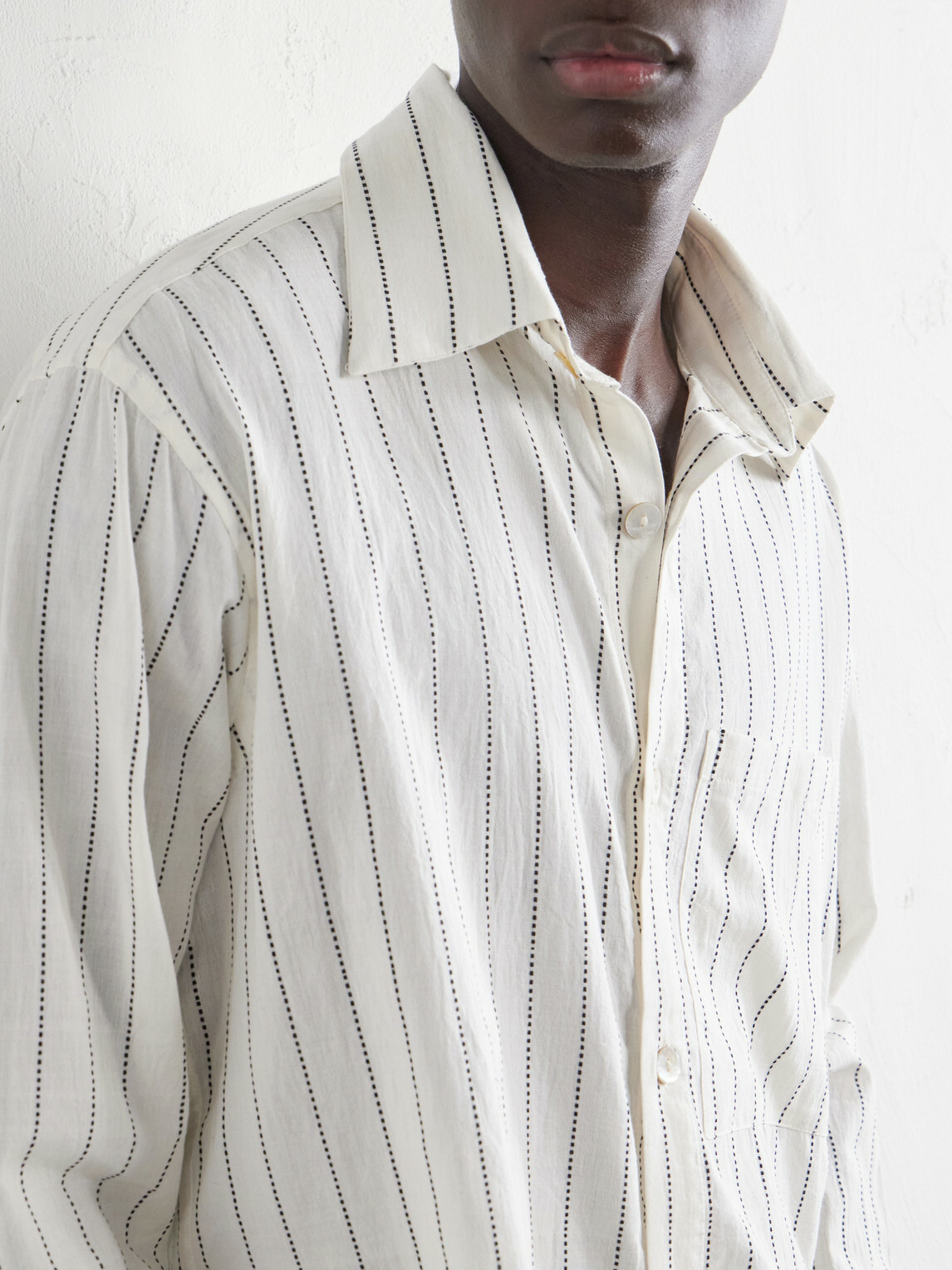 Kartik Research - Pinstriped Cotton-Canvas Shirt - Neutrals