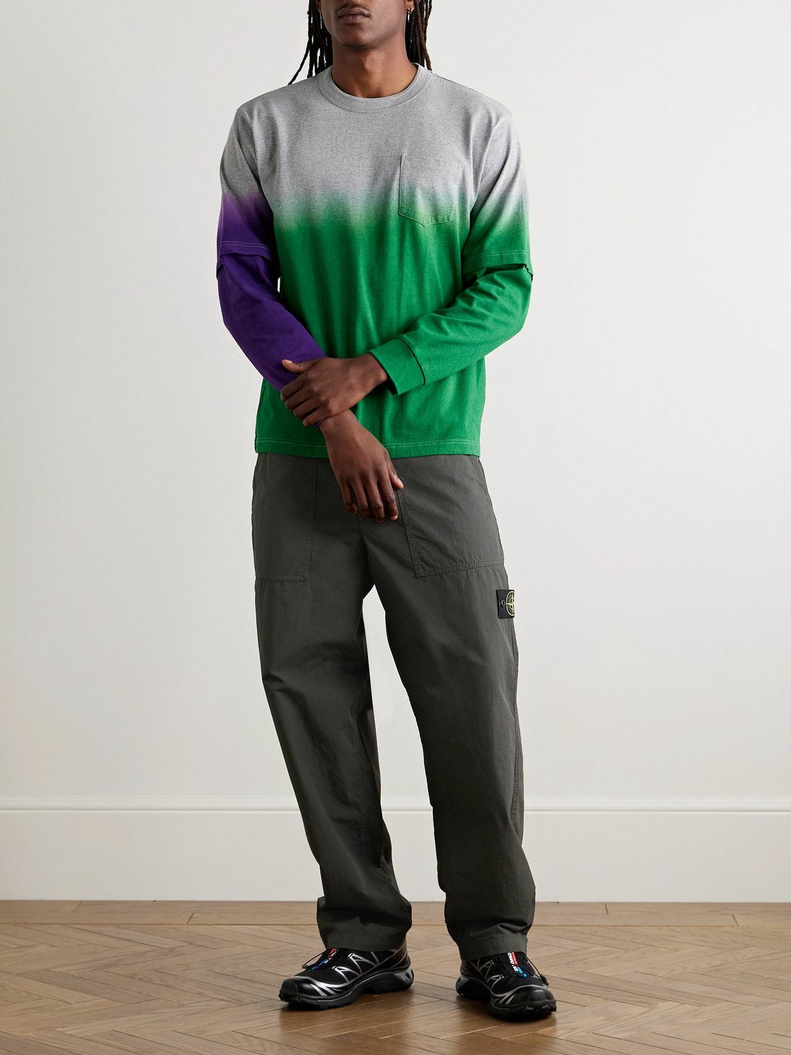 Stone Island - Straight-Leg Garment-Dyed Organic Cotton-Canvas Trousers - Gray