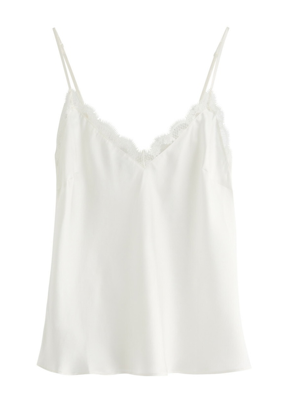 Photo: Simone PÉRÈLE Love Me Lace-trim Silk-satin Camisole top Ivory