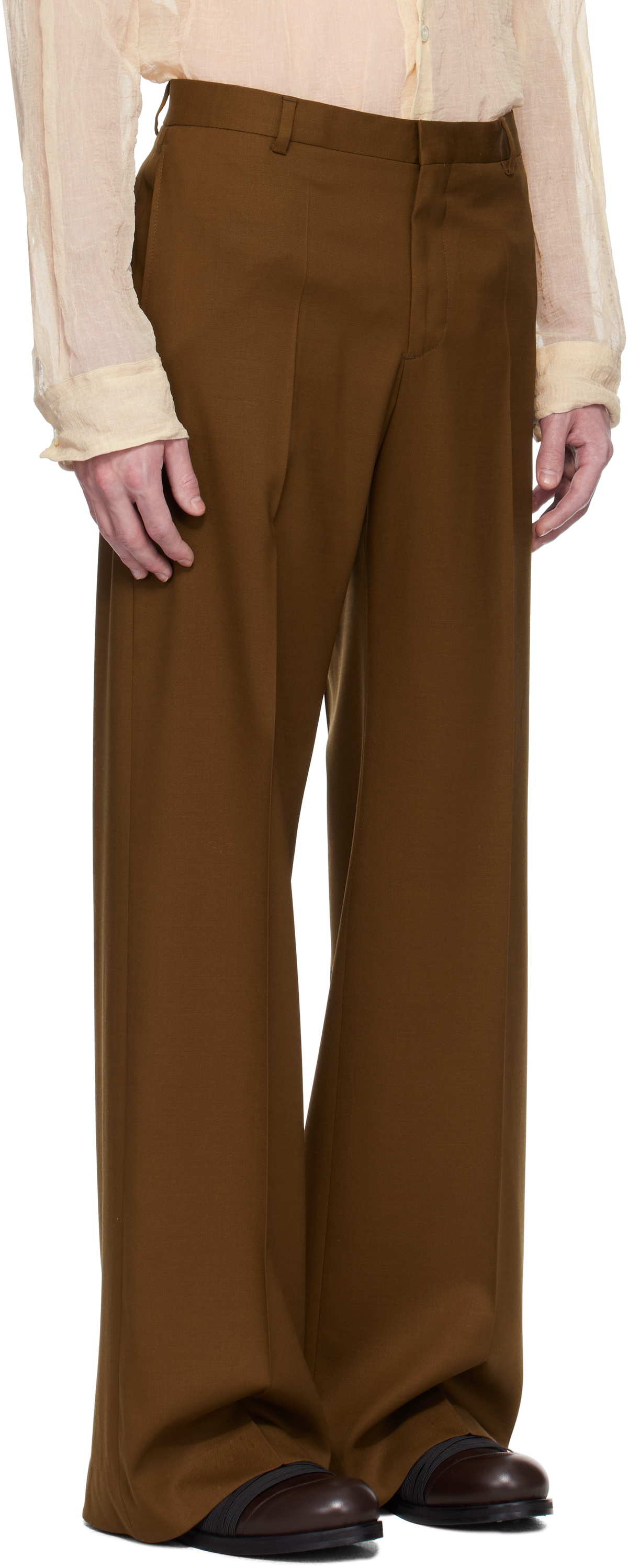 CMMN SWDN SSENSE Exclusive Brown Otto Wide Leg Trousers CMMN SWDN