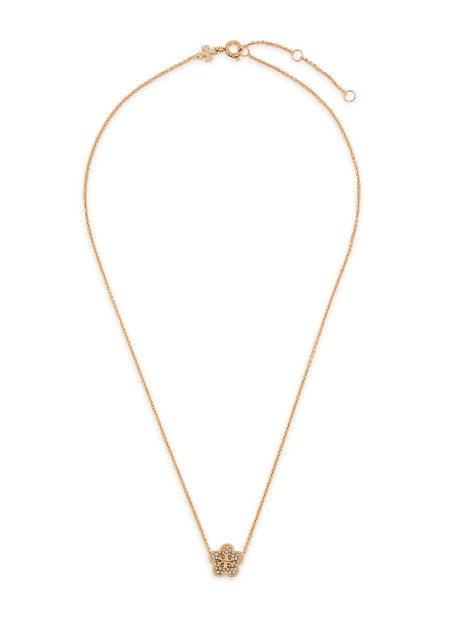 Tory Burch Forget Me Not Floral Pavé 18kt Gold-plated Necklace - One Size