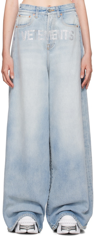Photo: VETEMENTS Blue Crystal Big Shape Jeans