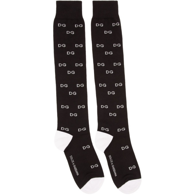 Photo: Dolce and Gabbana Black Jacquard Logo Socks