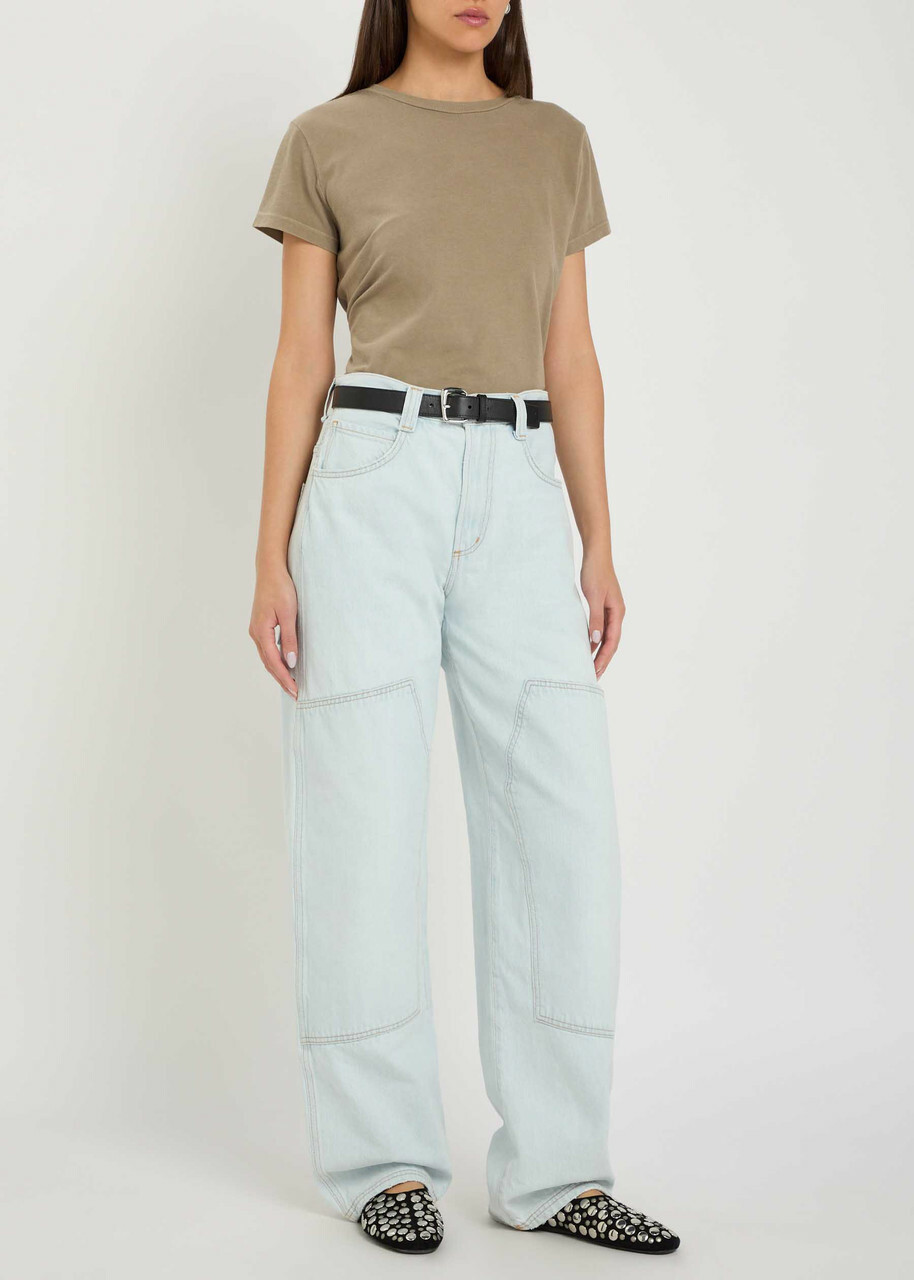 Agolde Adine Shrunken Cotton T-shirt Light Brown