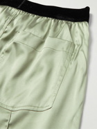 TOM FORD - Velvet-Trimmed Stretch-Silk Satin Pyjama Trousers - Green