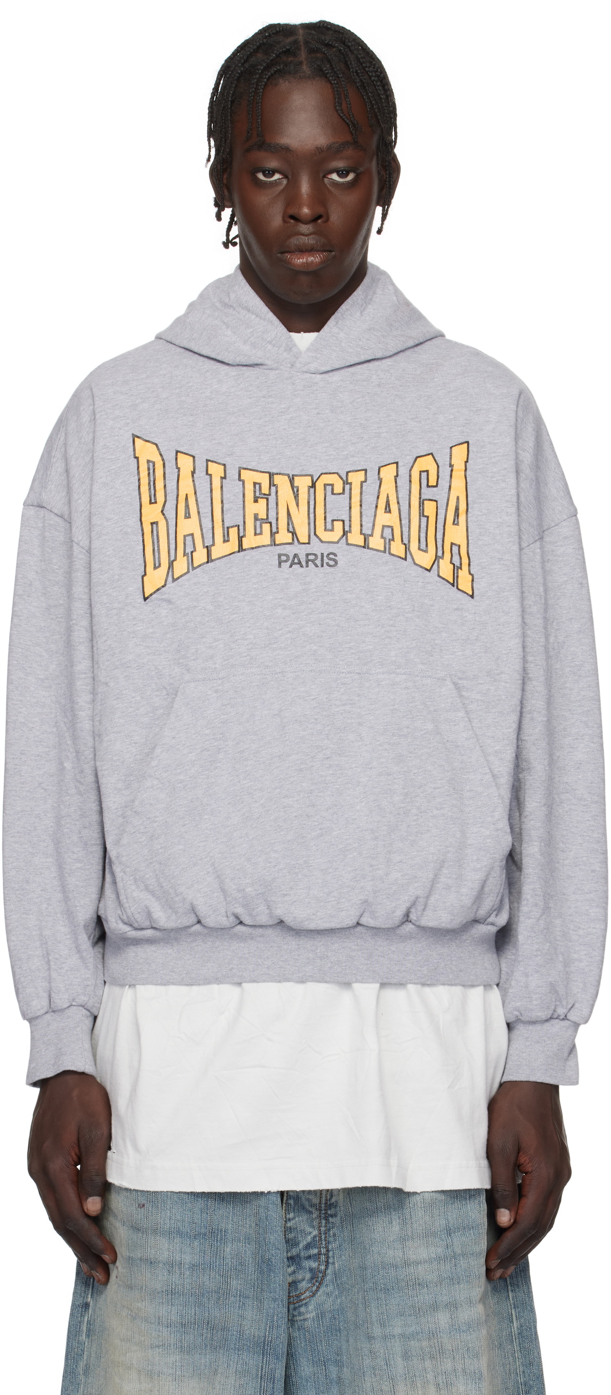 BALENCIAGA ダークグレー パーカー XL Balenciaga Gray 'Balenciaga Boxing' Lined Hoodie Balenciaga