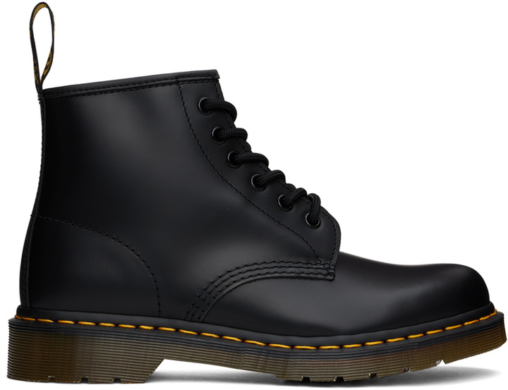 Photo: Dr. Martens Black 101 Yellow Stitch Ankle Boots