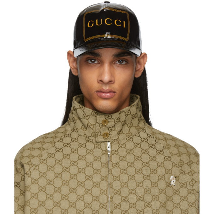 Photo: Gucci Black Frame Print Baseball Cap