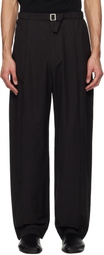AMOMENTO Black Belted Tuck Banding Trousers