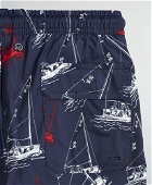 Brooks Brothers Boys Sailboat Print Swim Trunks | Navy