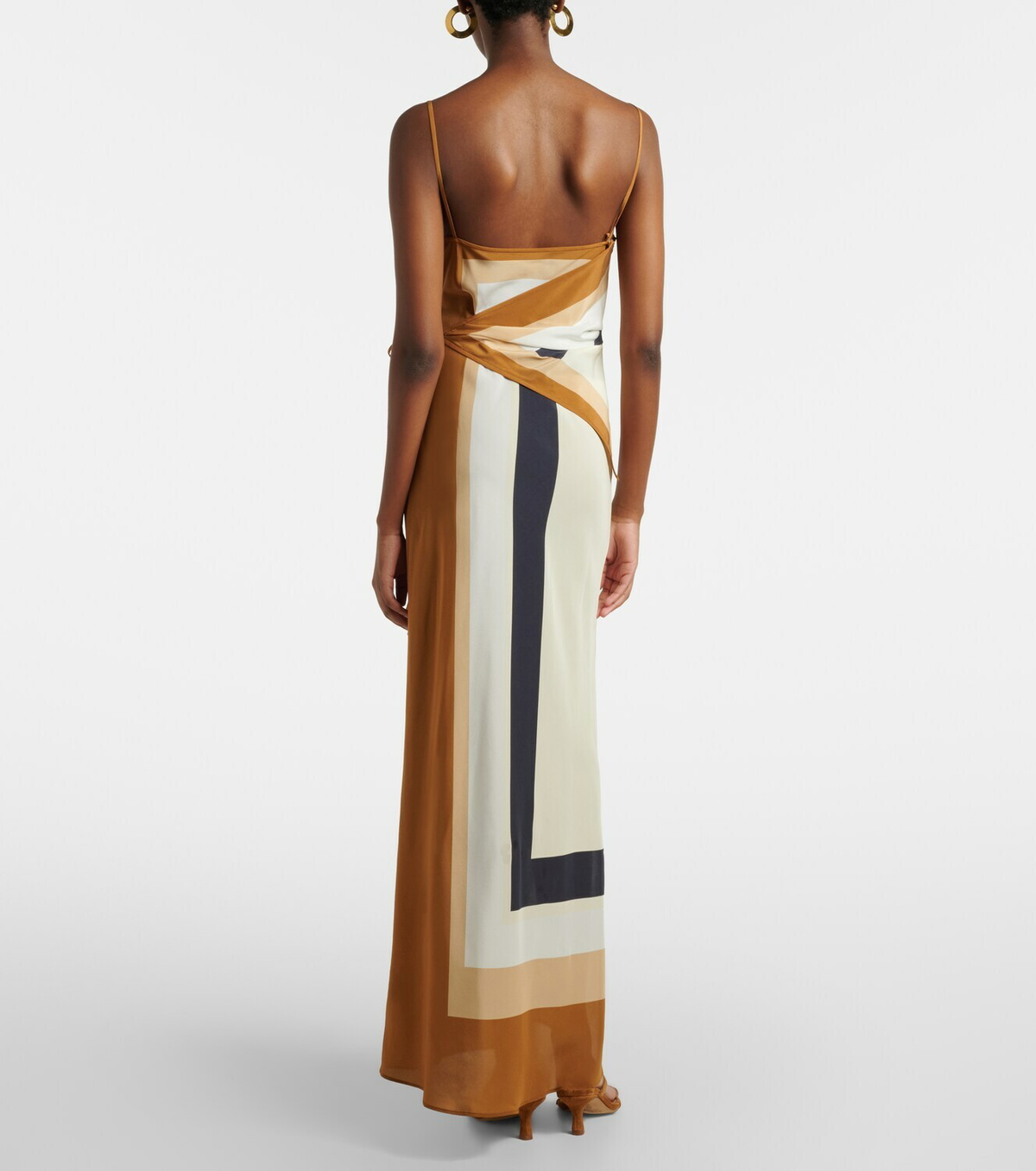 SIR Printed silk maxi dress