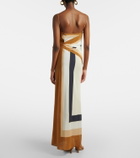 SIR Printed silk maxi dress