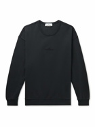 Stone Island - Logo-Embroidered Garment-Dyed Cotton-Jersey Sweatshirt - Blue