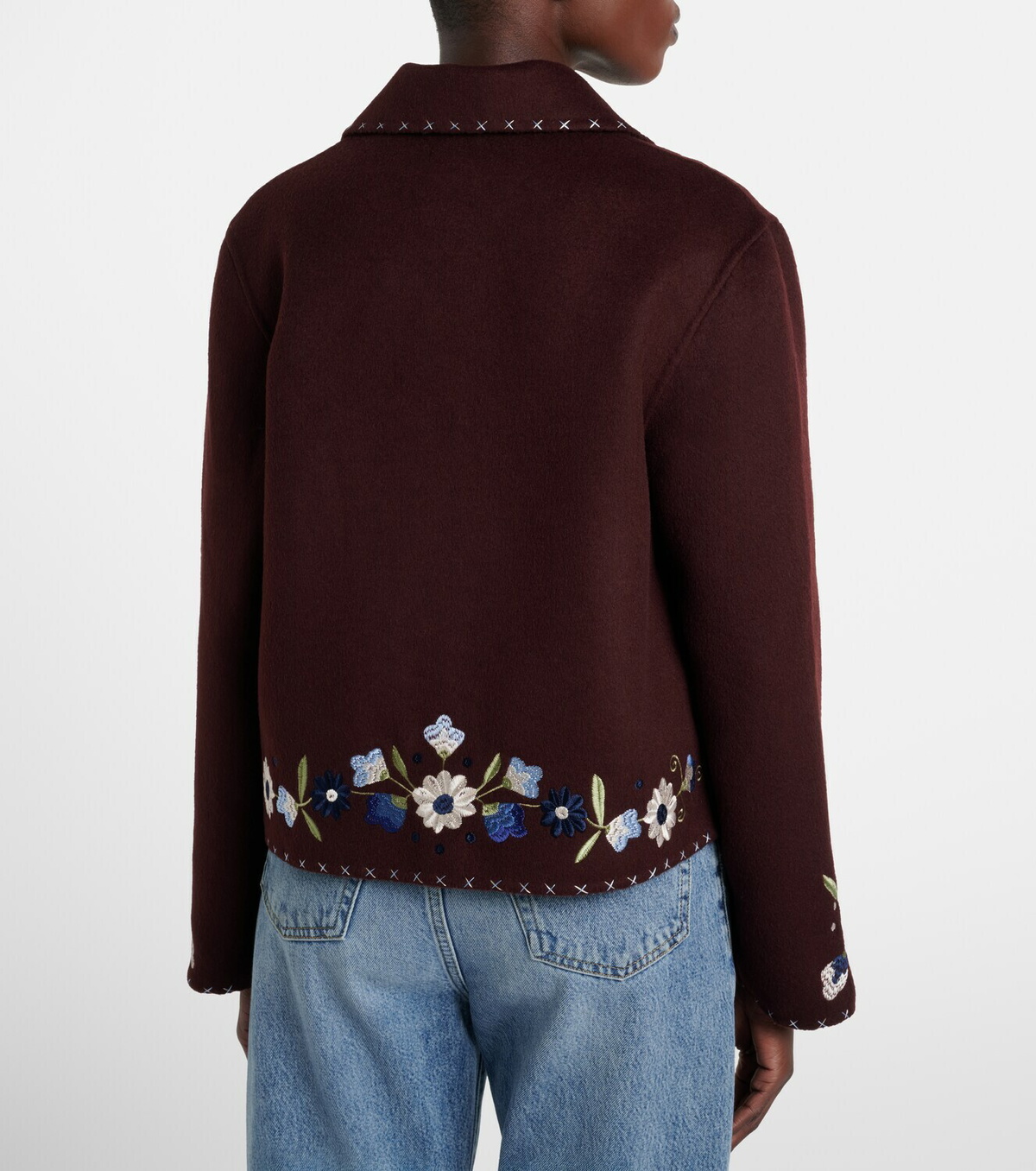 Rixo Jude embroidered wool-blend jacket