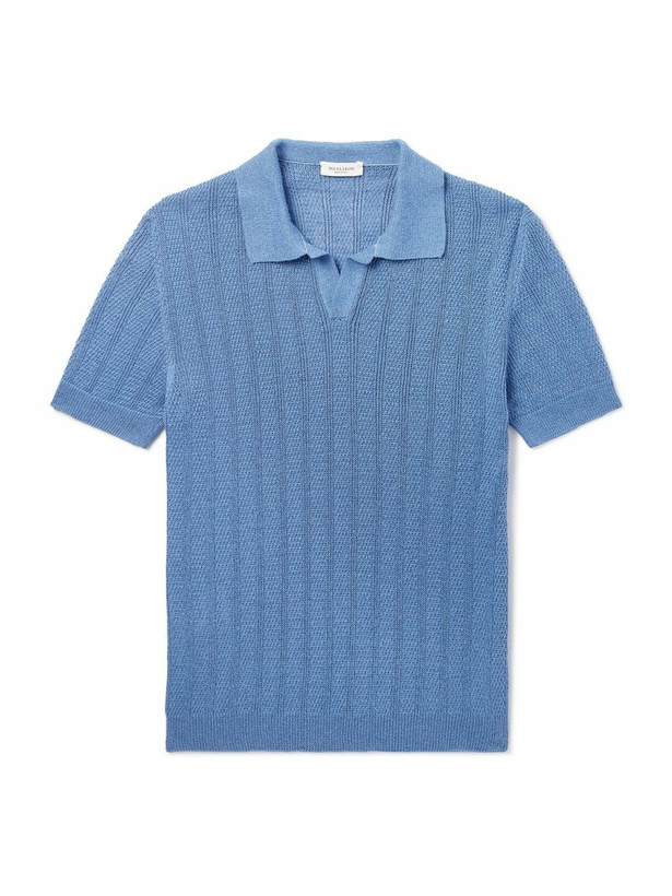 Photo: MILES LEON - Fabien Linen and Cotton-Blend Polo Shirt - Blue